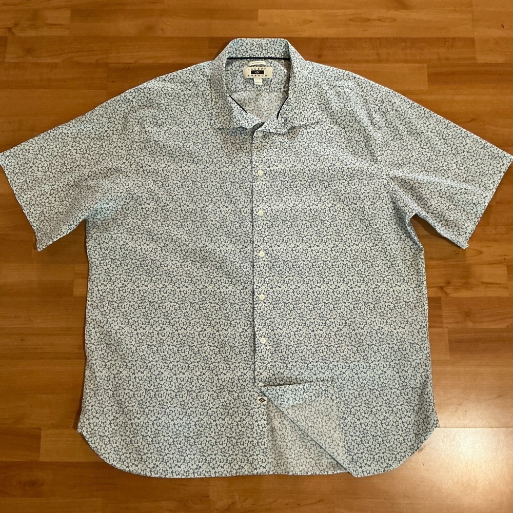 Joseph Abboud 3XLT Modern Fit Blue White Floral Cotton Button Shirt Tall Mens